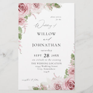 Budget Blush Pink Floral Wedding Flyer
