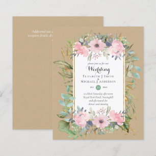 BUDGET Blush Pink Floral Wedding Invitations