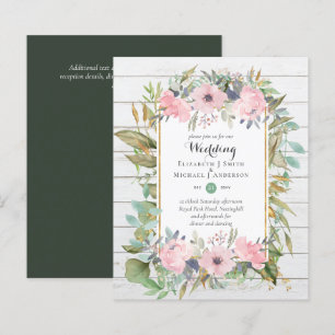 BUDGET Blush Pink Floral Wedding Invitations