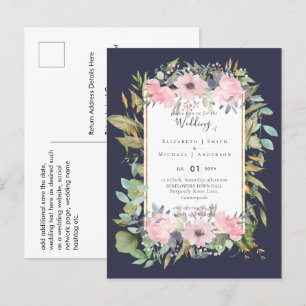 BUDGET  Blush Pink Floral Wedding Postcard
