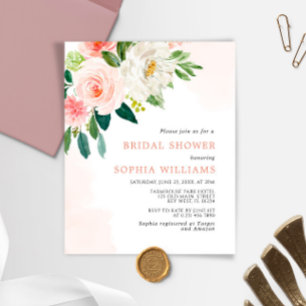 Budget Blush Pink Rose Bridal Shower Invitation