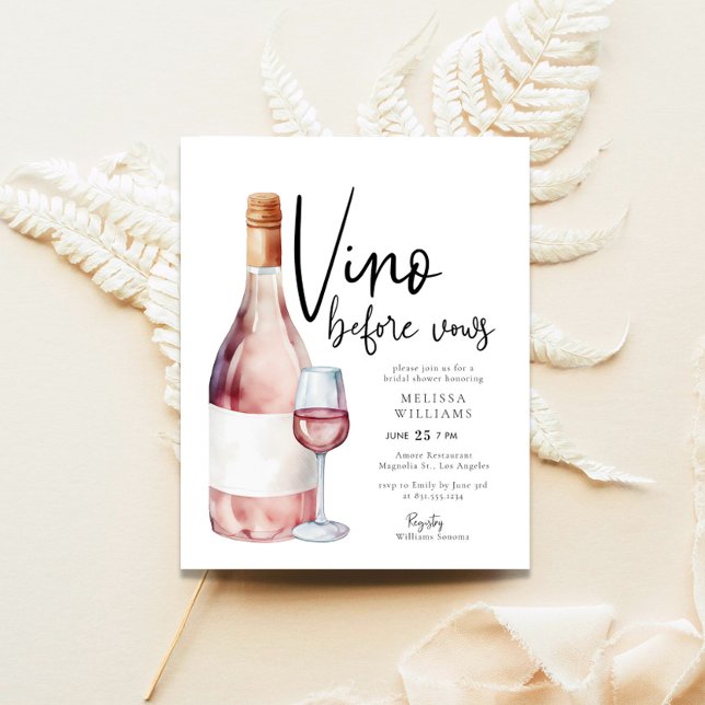 Budget Blush Pink Vino Before Vows Bridal Shower  Flyer (Creator Uploaded)