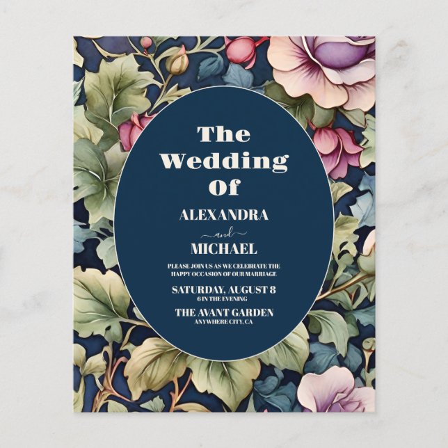 Budget Blush Pink Watercolor Floral Peony Wedding (Front)