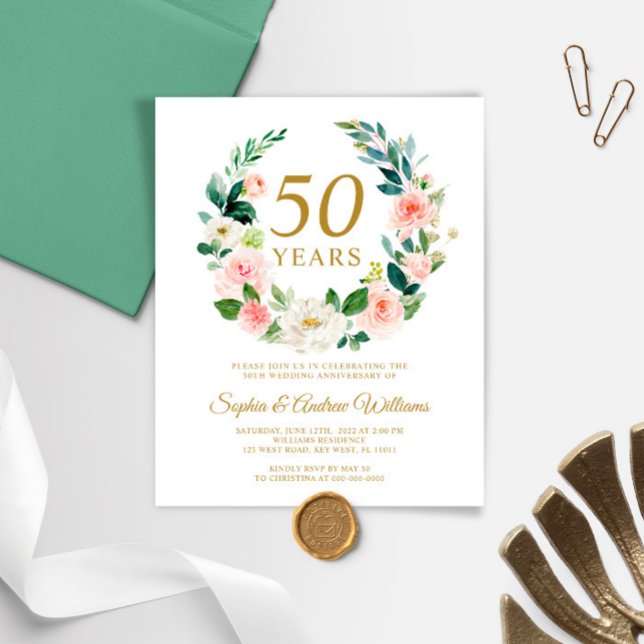 Budget Blush Pink Wedding Anniversary Invitation (Creator Uploaded)