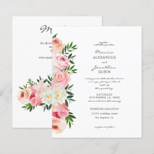 Budget Blush Pink & White Floral v2 Invitation