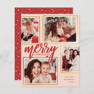Budget Blush & Red Merry Christmas 4 Photo Collage