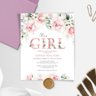 Budget Blush & Rose Gold Baby Shower Invitation