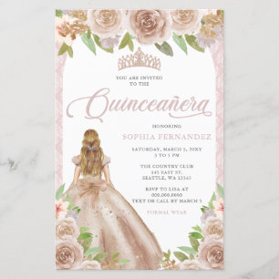 Budget Blush Rose Gold Princess Tiara Quinceañera