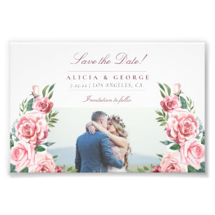 Budget blush roses photo wedding save the date print