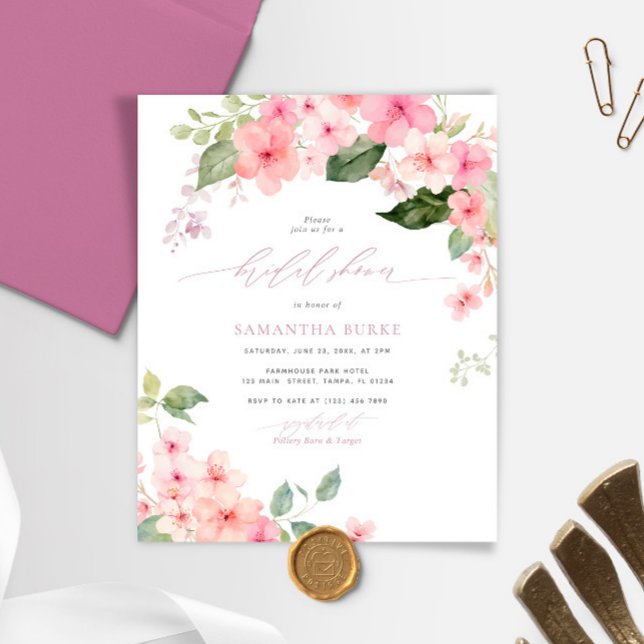 Budget Blush & Sage Green Bridal Shower Invitation (Creator Uploaded)