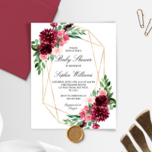 Budget Bohemian Floral Baby Shower Invitation