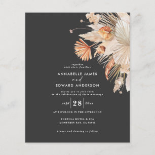 budget bohemian pampas grass wedding invitation flyer
