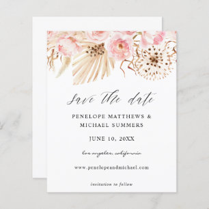 Budget Bohemian Pink Floral Save the Date