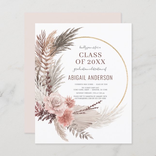 Budget Boho 2023 Grad Party Floral Invitation (Front/Back)