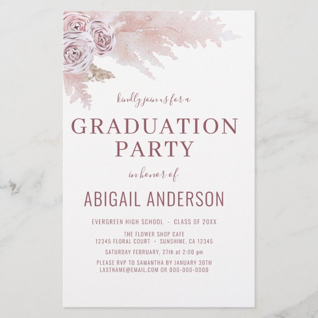 Budget Boho 2023 Graduation Floral Invitation  Flyer (Front)