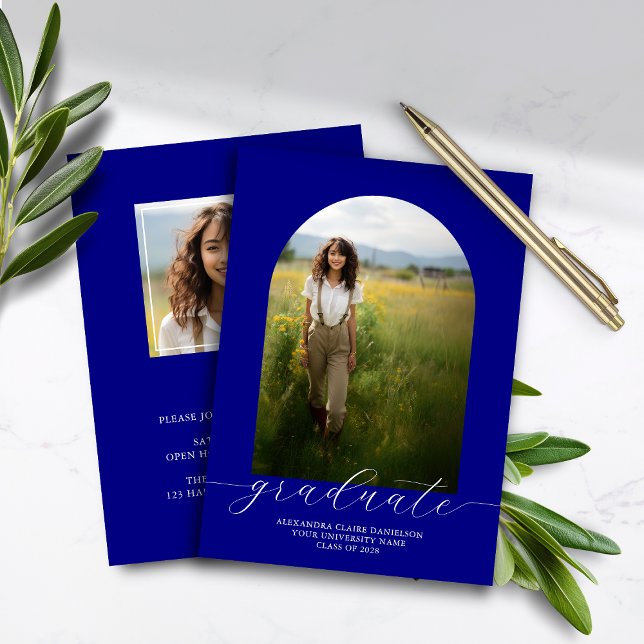 Budget Boho Arch Graduation Invitation Navy (Creator Uploaded)