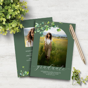 Budget Boho Arch Ivy Sage Green Graduation Invite