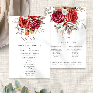 Budget Boho Autumn Florals Wedding Program