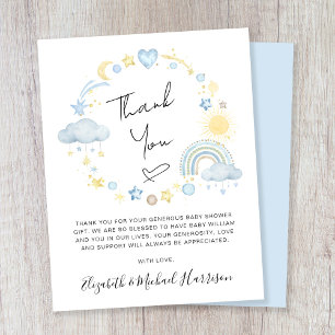 Budget Boho Baby Boy Shower Thank You Card