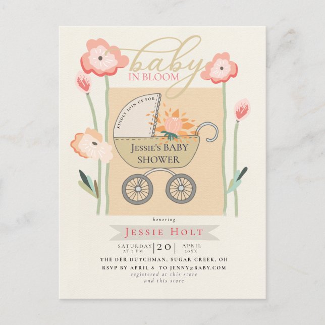 Budget Boho Baby Buggy Shower Postcard (Front)