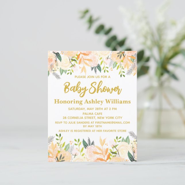 Budget Boho Baby Shower Invitation Gender Neutral  (Standing Front)