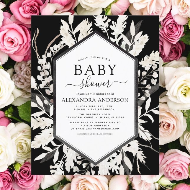 Budget Boho Beige Black Botanical Baby Shower (Creator Uploaded)
