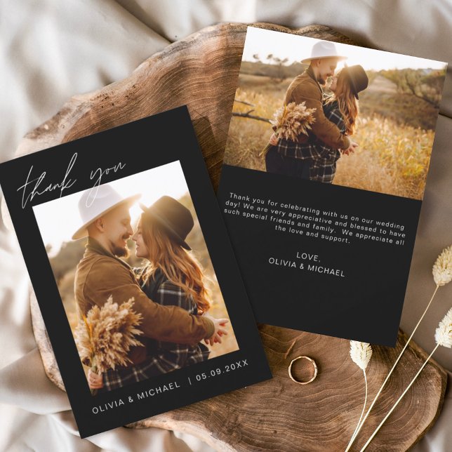 Budget Boho Black Wedding Thank You Cards (Creator Uploaded)