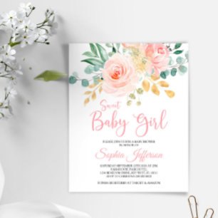 Budget Boho Blush Pink Baby Shower Invitation