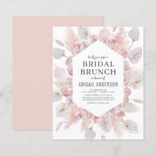 Budget Boho Blush Pink Bridal Brunch Invitation