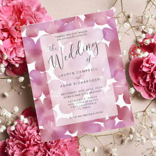 Budget Boho Blush Pink Floral Wedding Invitation