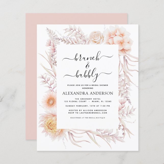Budget Boho Brunch & Bubbly Bridal Shower (Front/Back)