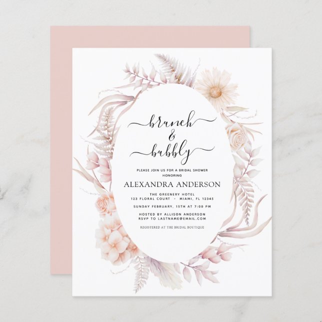 Budget Boho Brunch & Bubbly Bridal Shower (Front/Back)