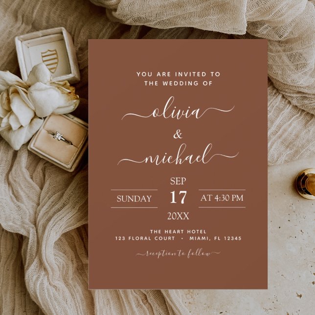 Budget Boho Burnt Orange Wedding Invitation Flyer (Creator Uploaded)