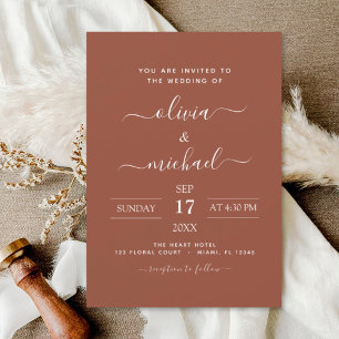 Budget Boho Burnt Orange Wedding Invitations