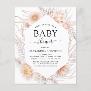 Budget Boho Chic Dusty Pink Desert Baby Shower Flyer
