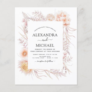 Budget Boho Chic Dusty Pink Desert Wedding Flyer