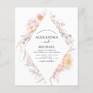 Budget Boho Chic Dusty Pink Desert Wedding Flyer