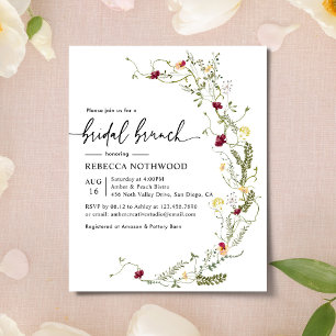 Budget Boho Chic Floral Bridal Brunch Invitation 
