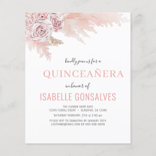 Budget Boho Chic QUINCEAÑERA Party Invitation Flyer