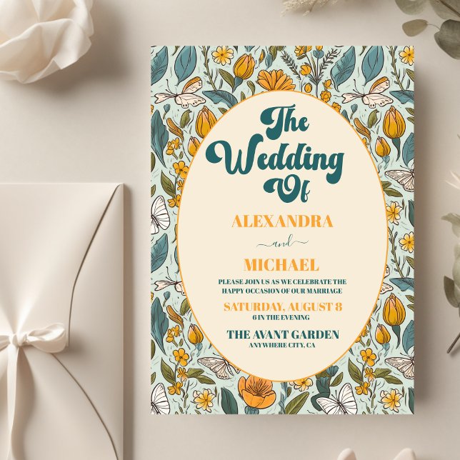 Budget Boho Chic Retro Colourful Floral Wedding  Flyer (Creator Uploaded)