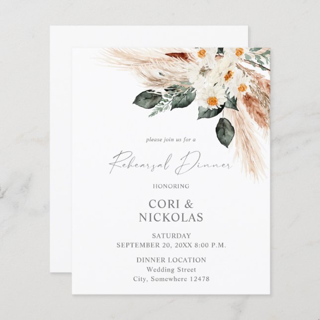 Budget Boho Copper Floral Rehearsal Dinner 2 (Front/Back)