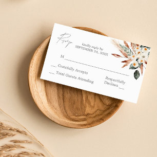 Budget Boho Copper Pampas Floral 3SM No Meal RSVP Enclosure Card