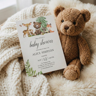 Budget Boho Cute Animals Woodland Baby Shower Invi Invitation Postcard
