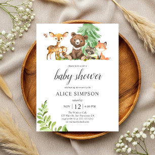 Budget Boho Cute Animals Woodland Baby Shower Invi Invitation Postcard