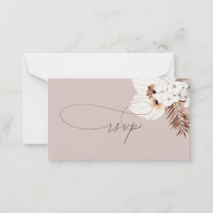 Budget Boho Dried Palm Leaves Wedding RSVP Note Ca Card