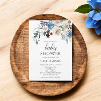 Budget Boho Dusty Blue Beige Flowers Baby Shower