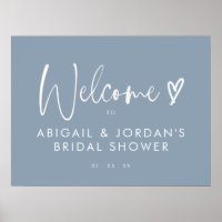 Budget Boho Dusty Blue Bridal Shower Welcome Sign
