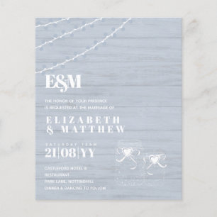 BUDGET BOHO Dusty Blue Driftwood MasonJars Wedding Flyer