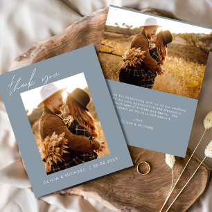 Budget Boho Dusty Blue Wedding Thank You Cards
