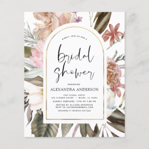 Budget Boho Dusty Pink Burgundy Bridal Shower Flyer